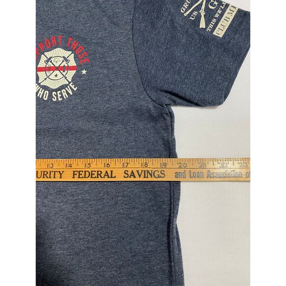 Grunt Style “Support Those Who Serve” Red Line T-Shirt Size Medium Gray NEW - Picture 5 of 7